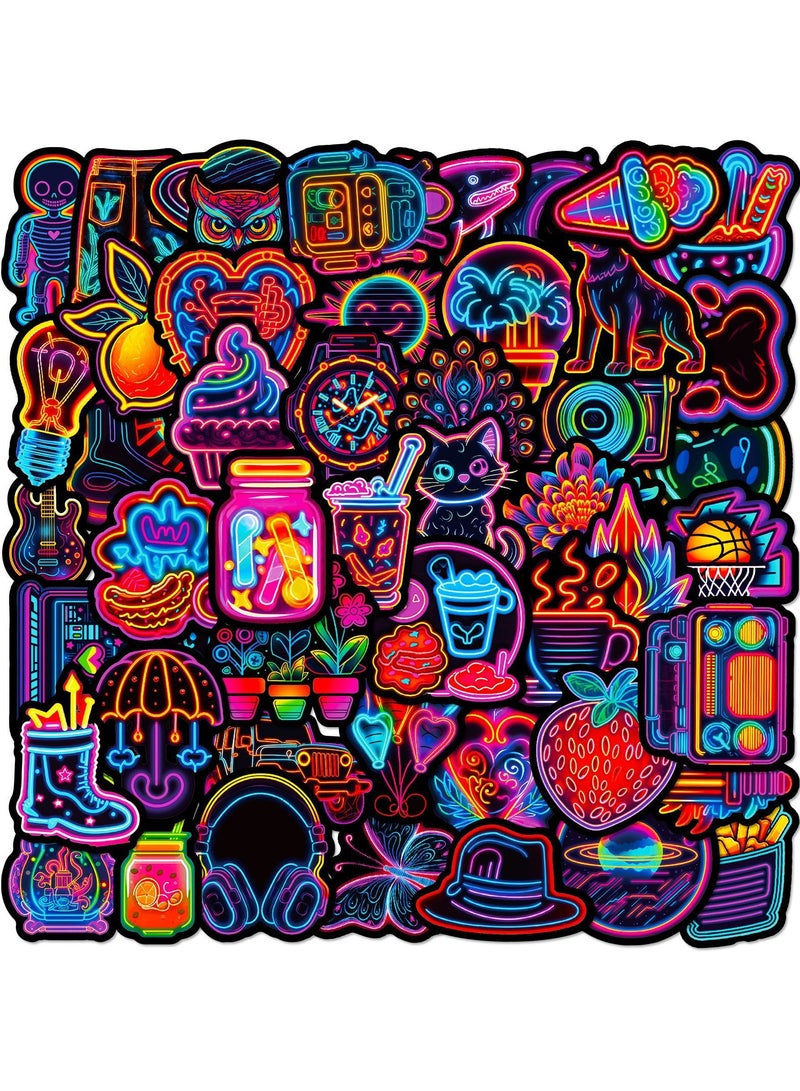 تشوسيسونج 100 قطعة ملصقات نيون مضيئة للمراهقين والطلاب - ملصقات فينيل مضادة للماء لتزيين زجاجات المياه واللابتوب - جوائز وتوزيعات حفلات - Image 1